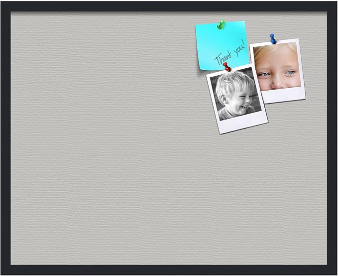 PinPix 30x24 Inch Cork Bulletin Board. This Decorative Framed Pin Board Comes with Light Stone Design and a Satin Black Frame. Ideal for Home Office Decor or Message Board (PinPix-1809)-DeskLoop Office