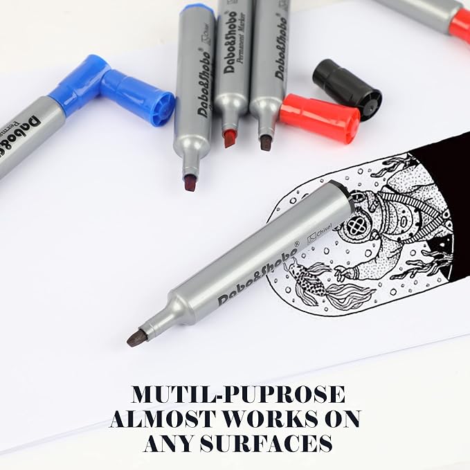 Dabo&Shobo Permanent Markers 24 Count, 3 Assorted Colors, Chisel Point Permanent Markers For Kids and Adult Coloring as Office, School Supplies-DeskLoop Office