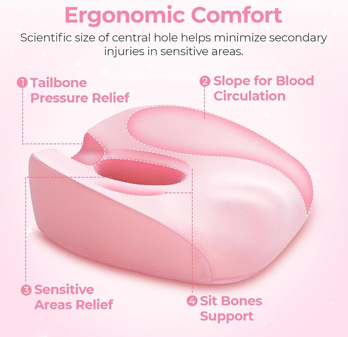 AUVON Innovative Donut Pillow Hemorrhoids Scientific Center Hole and Tailbone - Image 3