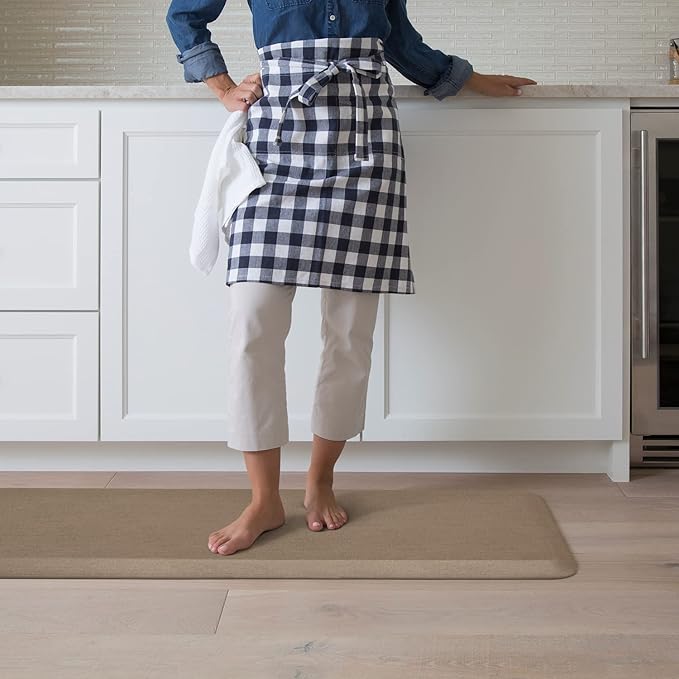 GelPro Ergo-Foam Cushioned Anti-Fatigue Standing Kitchen Floor Mat, Padded Stain-Resistant, Waterproof, Non-Slip Comfort Padded Desk/Office Mat - 20" x 72", Grasscloth Pecan-DeskLoop Office