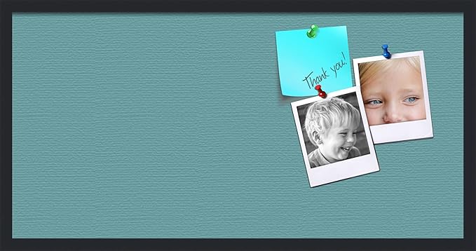 PinPix 36x18 Inch Cork Bulletin Board. This Decorative Framed Pin Board Comes with Aqua Pastel Design and a Satin Black Frame. Ideal for Home Office Decor or Message Board (PinPix-1806)-DeskLoop Office
