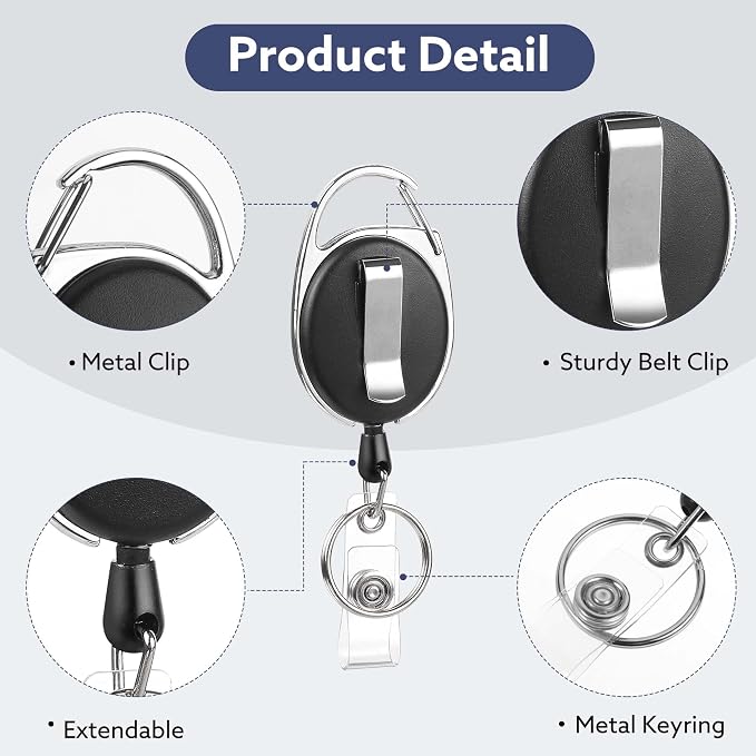 20 Pack Badge Reels Retractable ID Badge Holder - Image 4