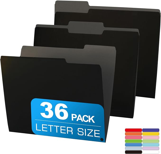 36 Packs Colored File Folders, Two Tone Color File Folder 8.5 x 11 Inch by Unknown