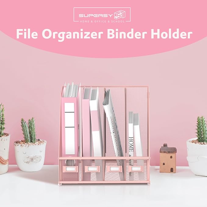 SUPEASY Magazine File Holder Desk Organizer, Metal Binder Holder - Image 2