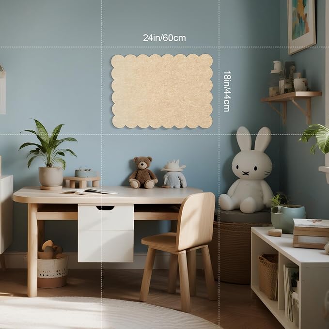 Lightomorrow Scalloped Bulletin Board, 24 x 18 Inches Felt Pin Board - Image 2