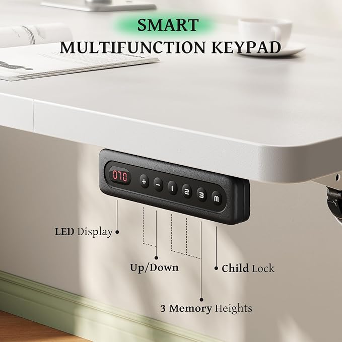 SIAGO Electric Standing Desk Adjustable - 63 x 24 Inch Sit Stand up Desk with Cable Management - 3 Memory Preset Adjustable Height Table-DeskLoop Office