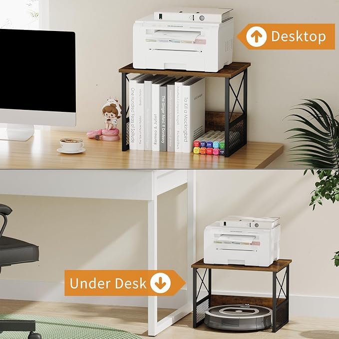 Printer Stand for Desk, Desktop Printer Stand Shelf Organzier for Home Office - Image 5