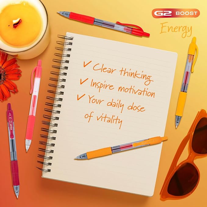 Pilot G2 Premium Gel Roller Pens, G2 Boost Red Pens Pack, The Colors of Energy - Image 2