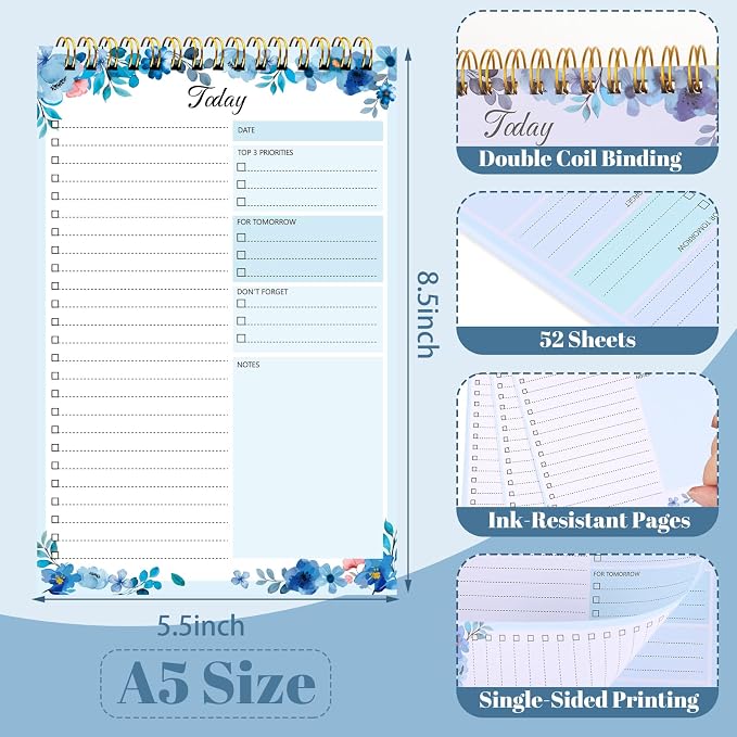Thboxes 2 Packs To Do List Notepad, 104 Pages To Do List Notebook A5 Undated - Image 2