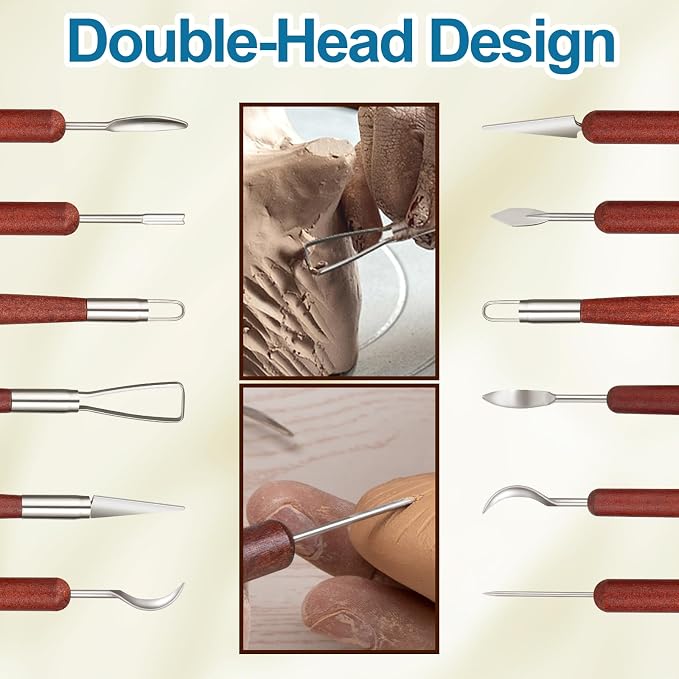 Amrules Clay Tools Kit, Double Head Practical Polymer Tool Set Suitable - Image 4