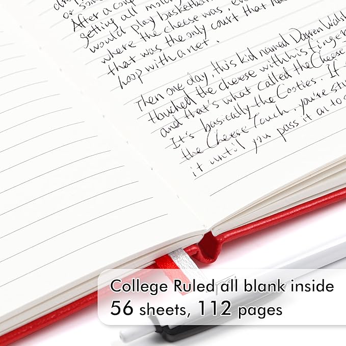 feela 6 Pack Pocket Mini Notebooks Bulk, Small Cute Memo Notepads Hardcover College Ruled Lined Journals with Pen Holder for School Business Work, with 6 Black Pens, 3.5”x 5.5”, A6, Red-DeskLoop Office