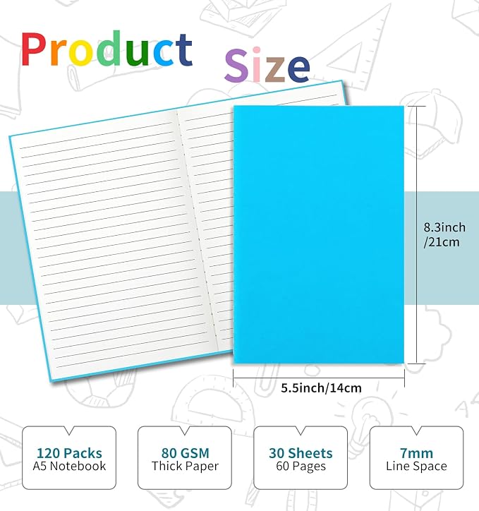 120 Pack Colorful Lined Notebooks - Image 2