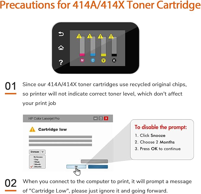 414x Toner Cartridges 4 Pack High Yield Replacement for HP 414x Toner 414a W2020x Compatible with HP Color Laserjet Pro MFP M479fdw M479fdn M454dw M454dn M480f Printer-DeskLoop Office