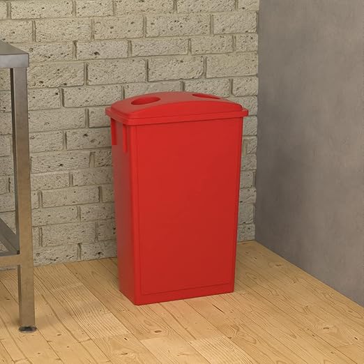23 Gallon Red Slim Jim Trash Can with Bottle Lid-DeskLoop Office