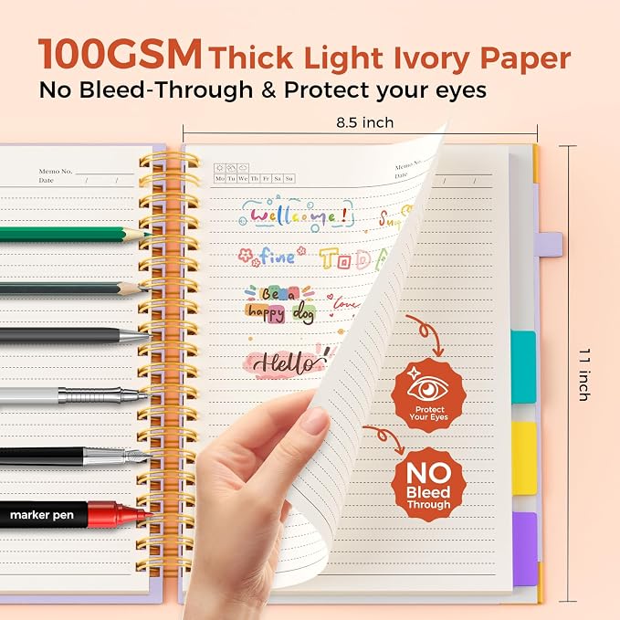 XYark A4 Hardcover Spiral Notebook, 8.5"x11" College Ruled Notebooks - Image 4