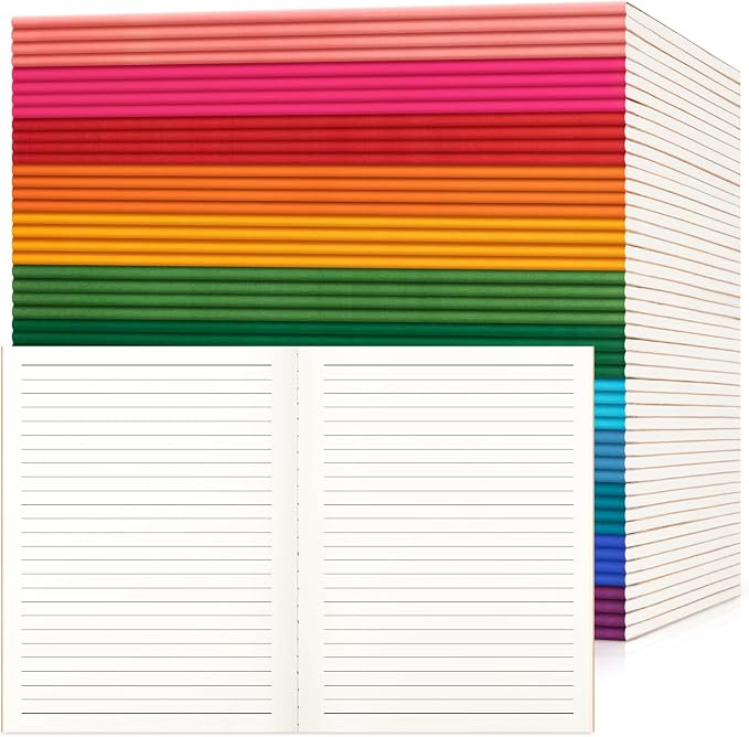 48 Pack Lined Notebook Journals Bulk, 7-1/2" x 9-3/4", Wide Ruled Paper by ALKALO