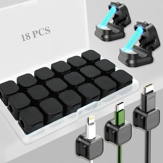 18 Pack Cord Organizer Holder, Magnetic Cable Clips Management, Easy Adhesive by Unknown