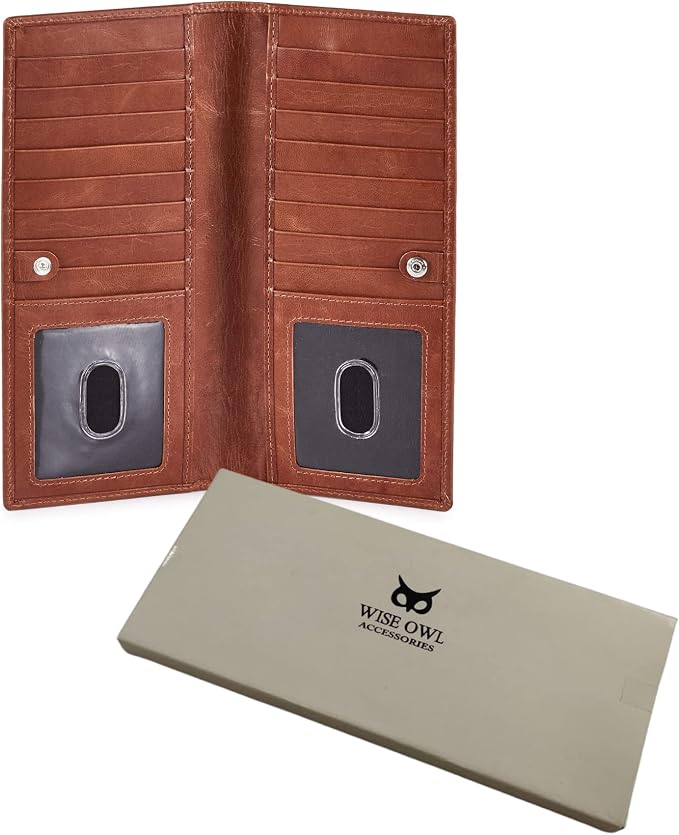 Long Wallet for Men Women Real Leather Bifold RFID Stylish Slim Handmade 2 ID - Image 6