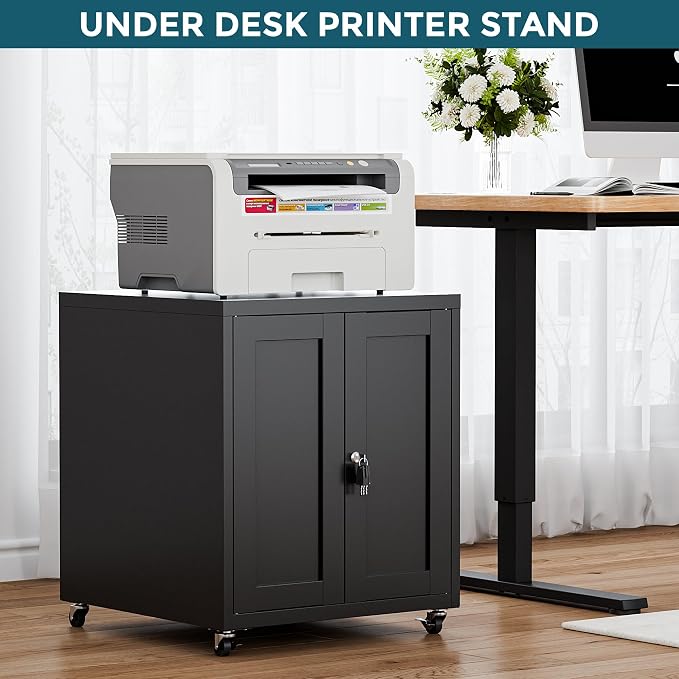 Large Printer Stand with Storage and Lock, 3D Heavy-Duty Printer Cabinet - Image 2