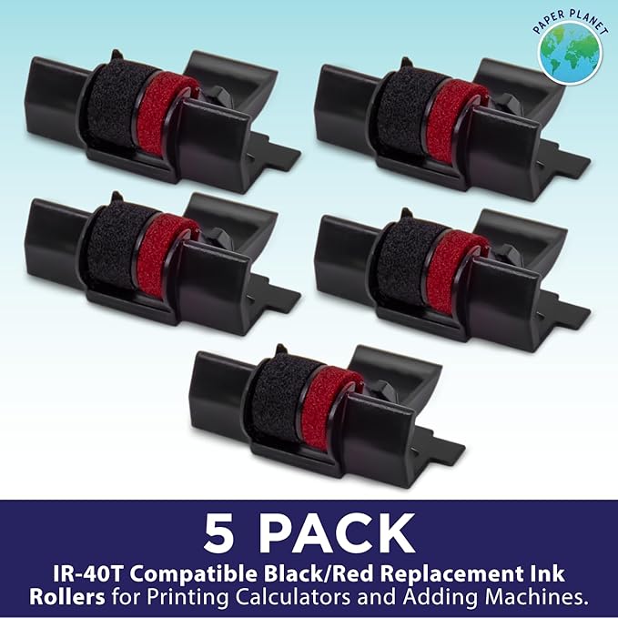 Red and Black Printing Calculator Ribbons Compatible with IR40T by Paper Planet | Replacement Adding Machine Ink Ribbon Compatible with Select Canon, Casio, Sharp, and Victor IR40T | 5 Pack-DeskLoop Office