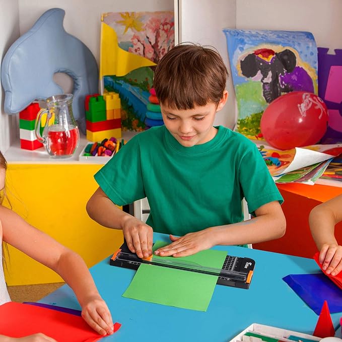 Firbon A4 Paper Cutter 12 Inch Titanium Paper Trimmer Scrapbooking Tool with Automatic Security Safeguard and Side Ruler for Craft Paper, Coupon, Label and Cardstock (Black)-DeskLoop Office