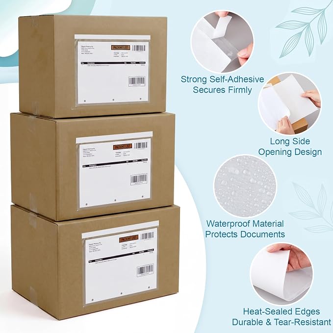 Maitys 500 Pack 9.5"x11.5" Clear Self-adhesive Shipping Label Sleeves Fit - Image 3