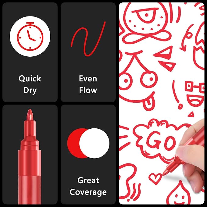 SFAIH Acrylic Red Paint Pens - Image 5