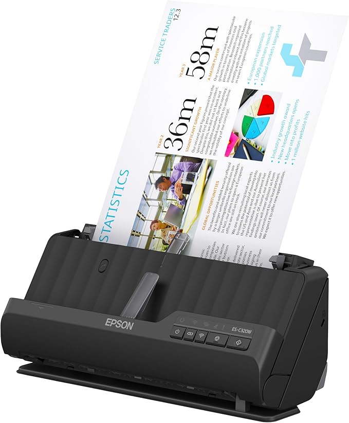 Epson - Workforce ES-C320W - Wireless Compact Desktop Document Scanner - 2-Sided Scanning and Auto Document Feeder - Paper and Card Scanner - Black-DeskLoop Office