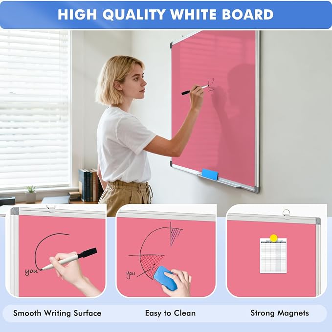 WALGLASS Magnetic Whiteboard 24"x18" Dry Erase White Board - Image 3