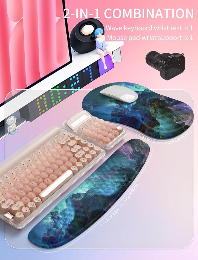 Hokafenle 2in1 Combination, Wave Keyboard Wrist Rest and Ergonomic Curvature - Image 5