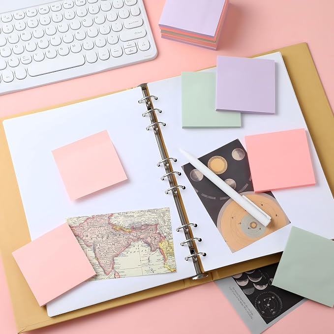 Thenshop 12 Pads Macaron Pastel Sticky Notes 3''x3'', Self Stick Notes Pads - Image 3