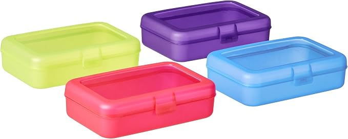 Amazon Basics 4-Pack Large Pencil Cases, Storage Organizer, Durable Plastic - Image 3