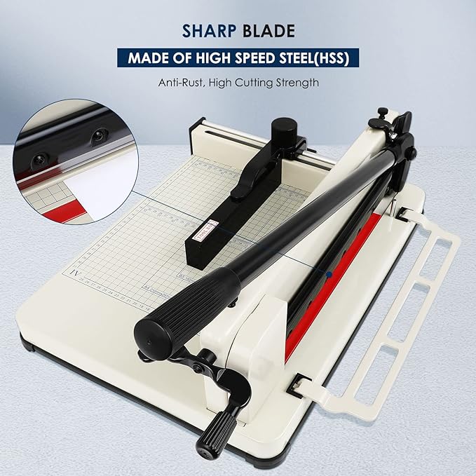 FAHKNS 17" Heavy Duty Guillotine Trimmer Paper Cutter,Cortadora de Papel 500 Sheets Paper Trimmer with Double Safety Protection Durable HSS Blade for Cutting Paper-DeskLoop Office