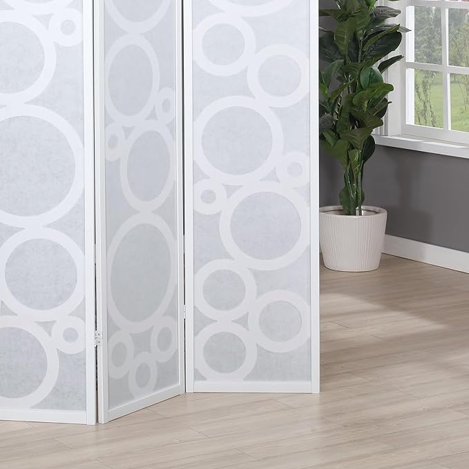 NicBex Room Divider 4 Panel Room Dividers with Circle Pattern Partition Room Dividers and Folding Privacy Screens Wall Divider for Home, Office, Room Separation,70" W x 1" D x 70" H, White-DeskLoop Office