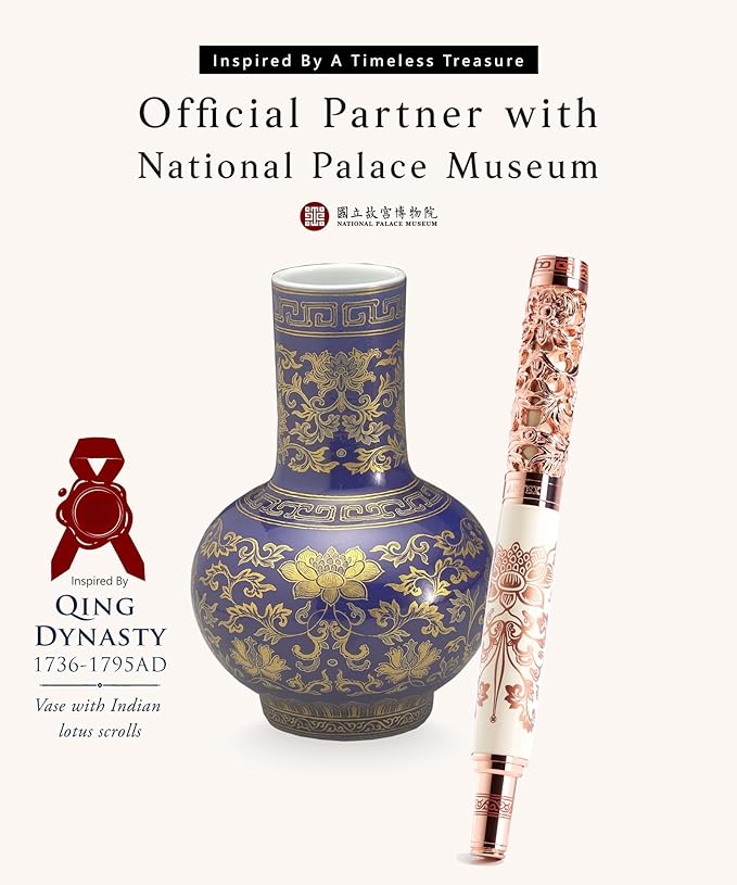 Luxury Fountain Pen Set With Stand - Museum Art Collections - Crafting Timeless Beauty - the Best Gift & Office Desk Decor, German SCHMIDT Fine Nib, Solid Metal & Marble Texture-DeskLoop Office