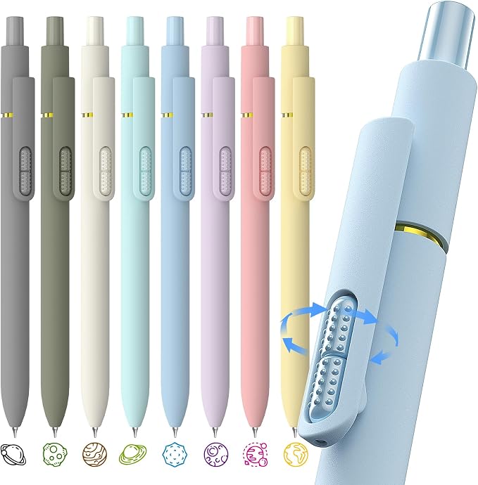HIACRY 8 Pack Colorful Gel Ink Pens，Quick-Dry 0.7mm Fine Point Fidget Pens - Image 9