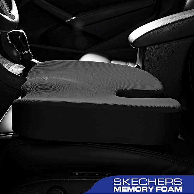 Skechers Memory Foam Seat Cushion,Office Chair Cushion for Tailbone Pain Relief,Butt Pillow for Office Chair,Car seat Cushion,Computer Desk,Long Sitting Office Workers,and Car Drivers,Black-DeskLoop Office