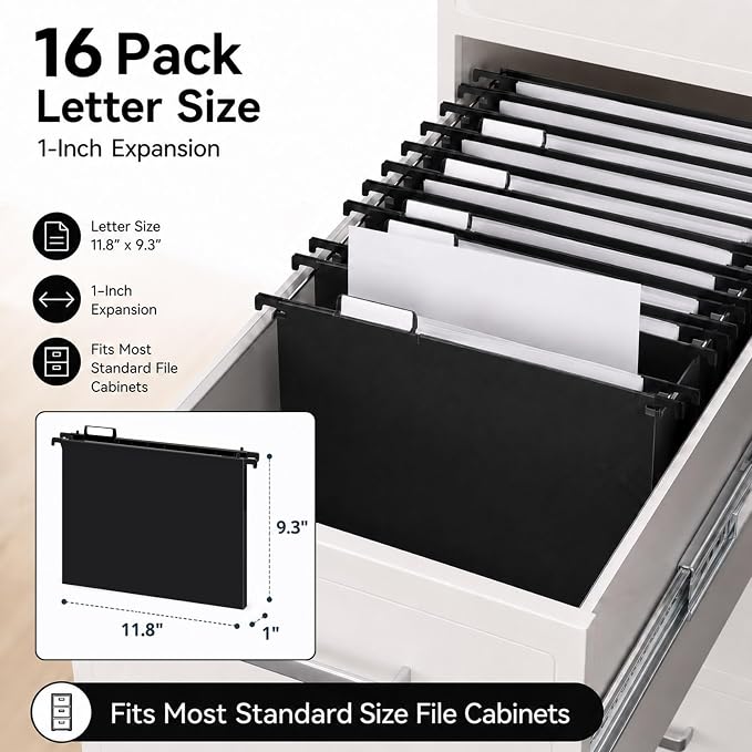 gisgfim 16 Pack Plastic Hanging File Folder Letter Size 1inch Expanding File - Image 2
