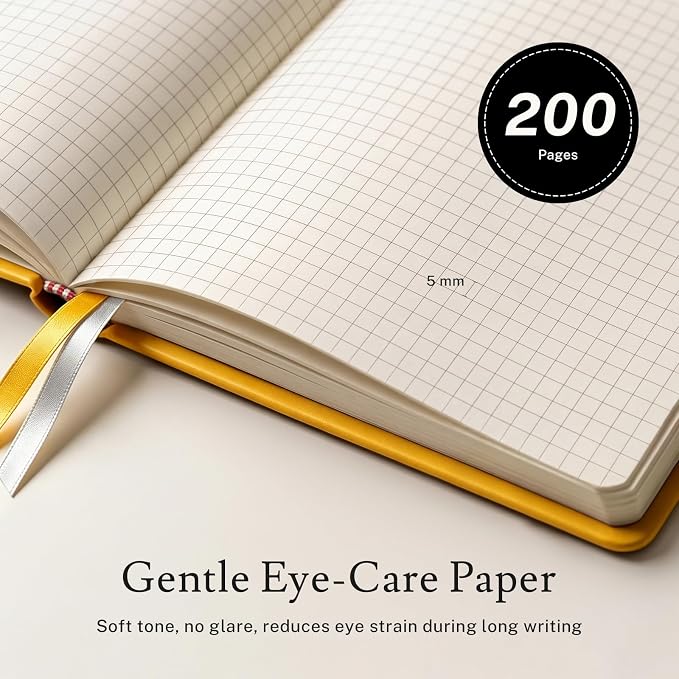PAGELYST Graph Grid Paper Notebook, 200 Pages, 4 Pack Leather Hardcover Notebook - Image 2