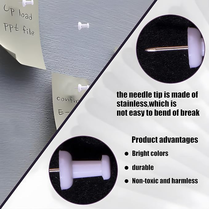 VAPKER Push Pins Tacks 120Pcs White Thumb Tacks Larger Size Pin Map Tacks - Image 3
