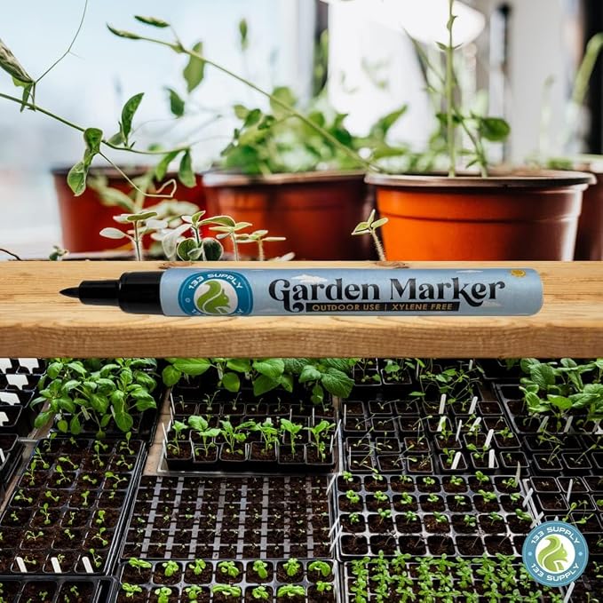 6 Pack Garden Marker Pen Permanent Markers Black - Image 2