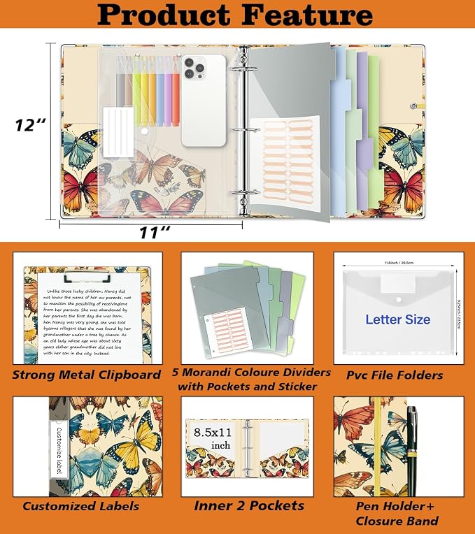 3 Ring Binder 2 Inch for 8.5"x11" Paper, Three Ring Binders - Image 2