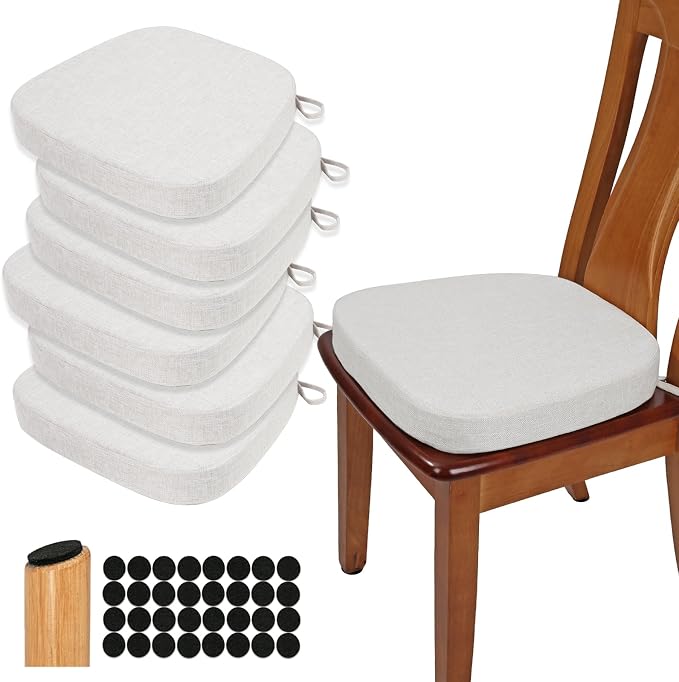BUYUE Thickened 2.5" Dining Chair Cushions Set of 6, U-Shape High Density Foam by BUYUE