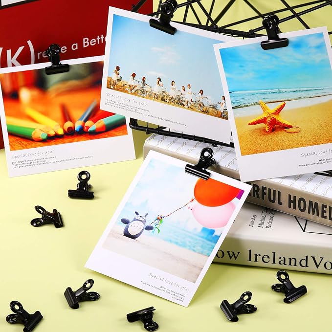 Boao 100 Pieces Metal Clips 0.87 Inch Black Mini Hinge Clips Small Binder Paper - Image 3