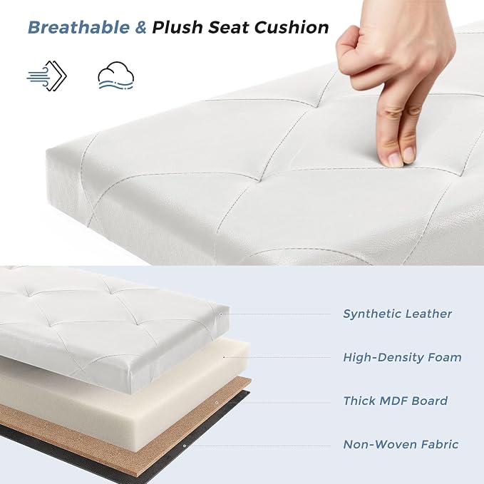 DUMOS 43 Inches Ottoman with Storage Bench, Foot Rest Stool, End of Bed Storage - Image 4