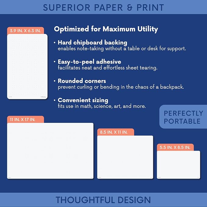 Notsu Dot Grid Desk Notepad, 2 Pack | Tear-Off Landscape Note Pad - Image 5