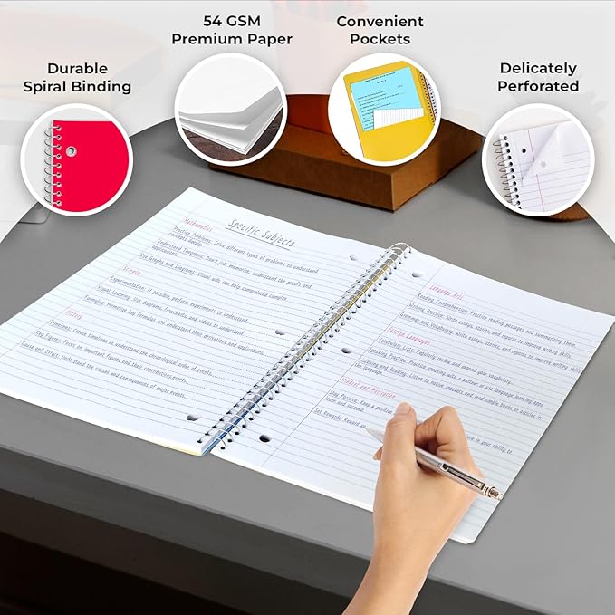 1440 Packs (Pallet) 3 Subject Notebooks, Spiral Notebook Bulk, Wide Ruled, Pallet of Notebooks, 150 Sheets (300 pages), 8 x 10-1/2",Bulk Spiral Notebooks for School & Office, 4-7 Days Transit