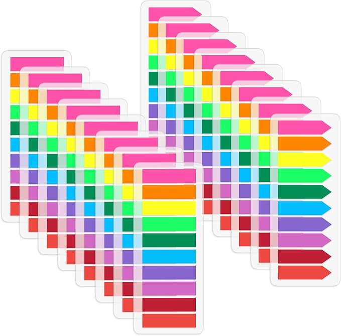 Page Markers Bright Sticky Tabs, Translucent Small Sticky Notes Flags and Arrow by ENLUOM