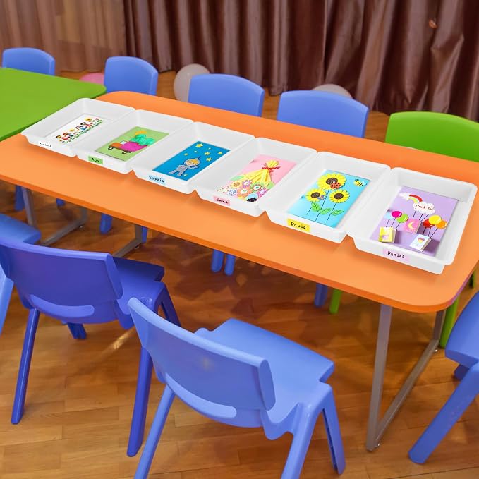 ShineMe Turn in Trays Classroom, 6 Pack White Paper Trays - Image 5