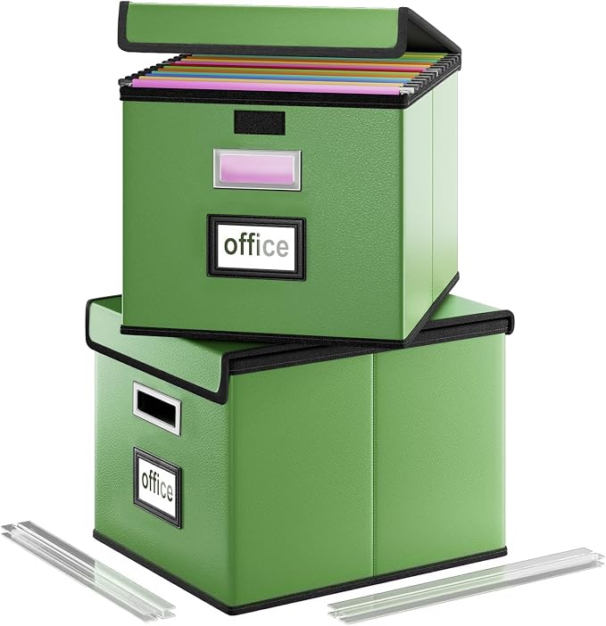 Portable Leather File Organizer Storage Boxes, Collapsible File Folder by Huolewa